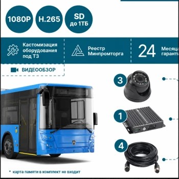на 3 камеры для общественного транспорта NSCAR BUS301 FullHD_2SD